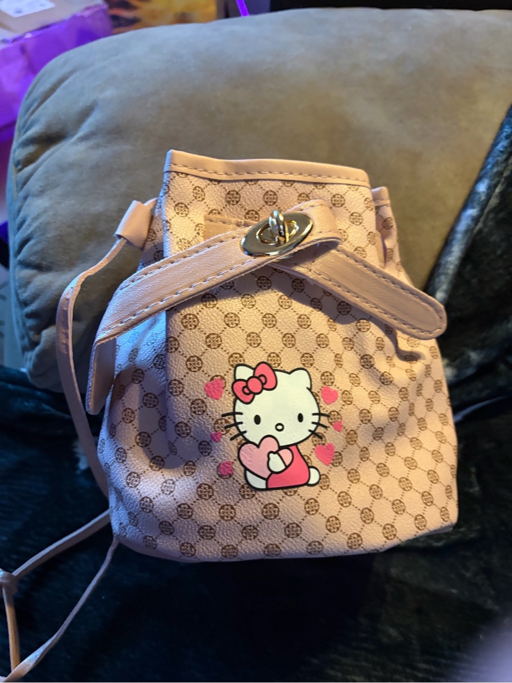 Hello Kitty Pink Drawstring Crossbody Bag